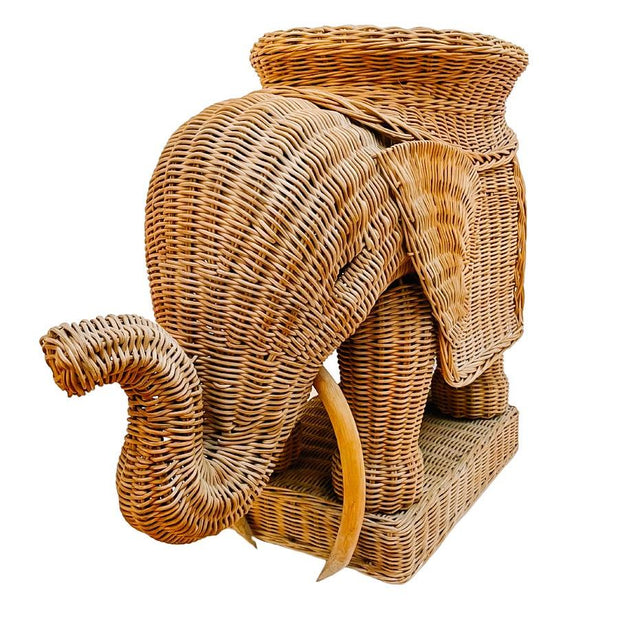 Rattan Wicker Elephant Side Table Or Plant Stand