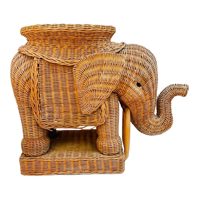 Rattan Wicker Elephant Side Table