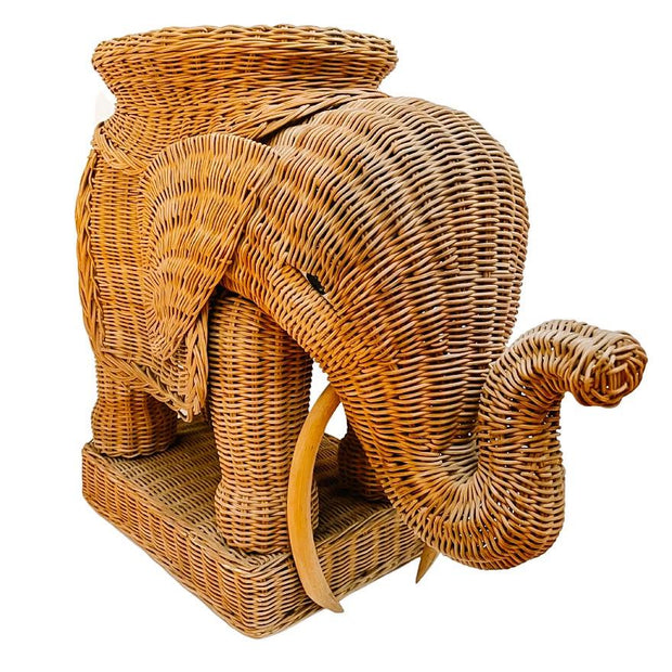 Rattan Wicker Elephant Side Table Or Plant Stand