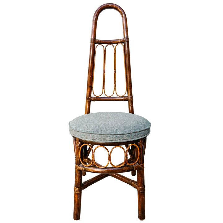 1960s European High Back Bamboo & Rattan Dining Chairs, Set of 6