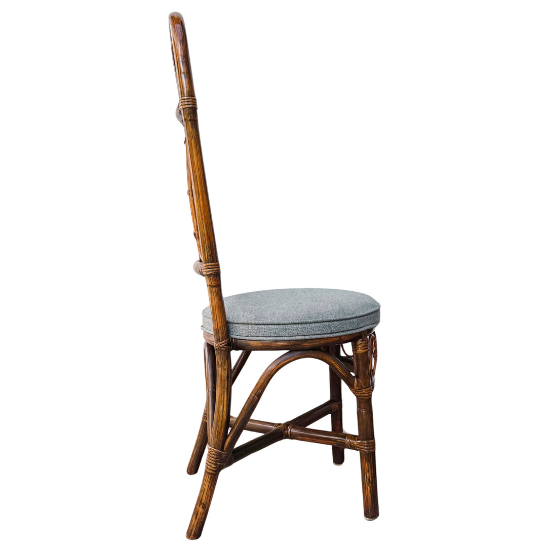 1960s European High Back Bamboo & Rattan Dining Chairs, Set of 6
