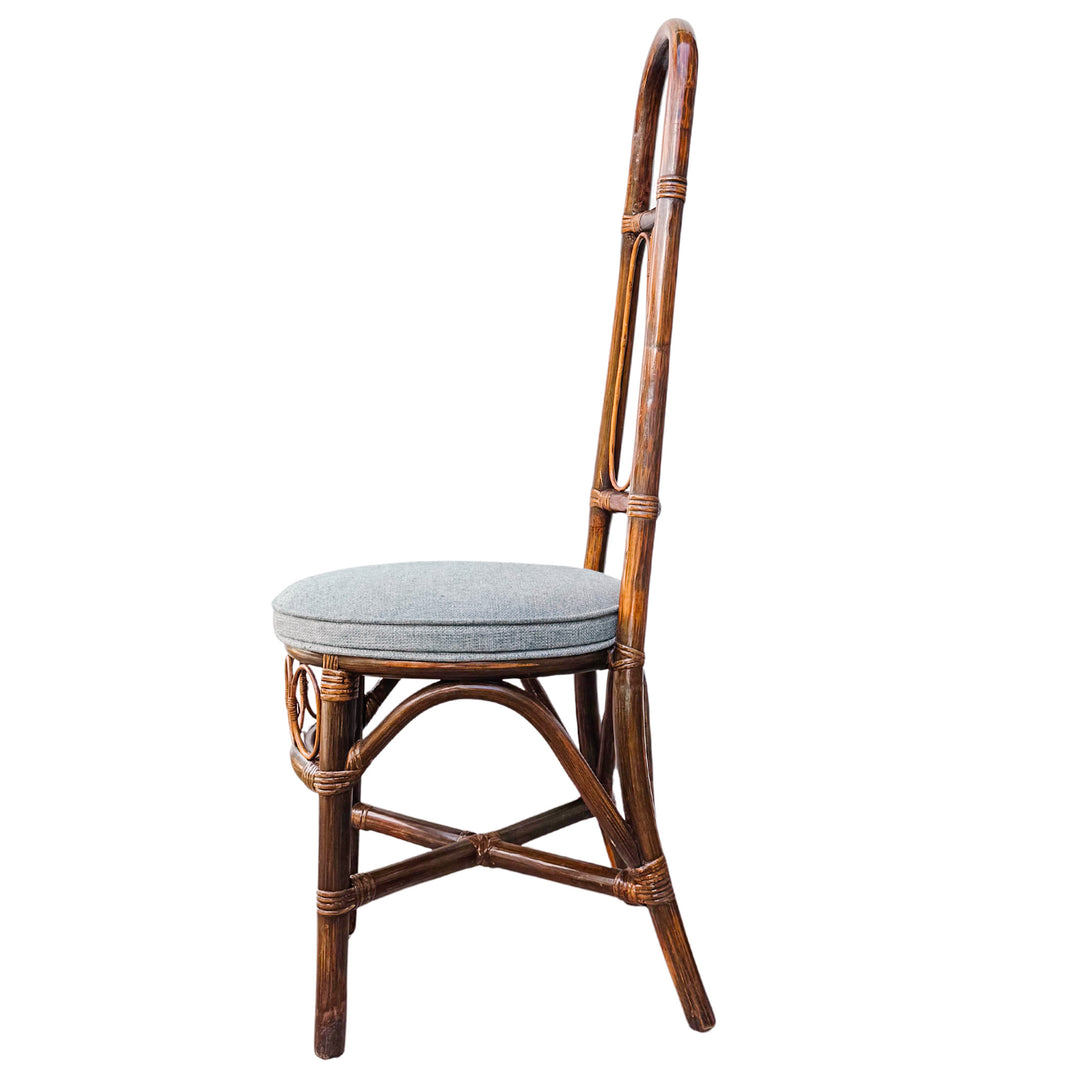 1960s European High Back Bamboo & Rattan Dining Chairs, Set of 6