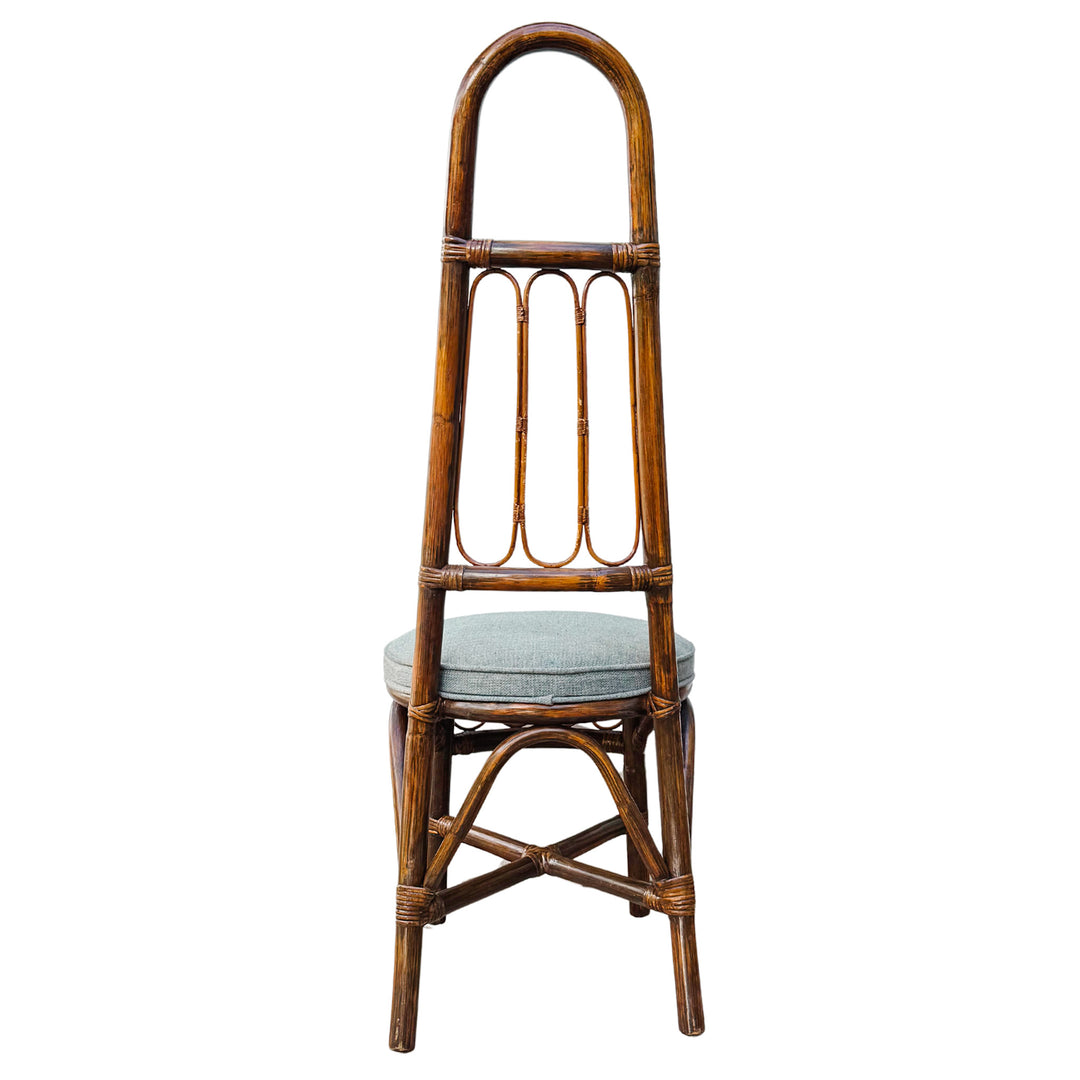 1960s European High Back Bamboo & Rattan Dining Chairs, Set of 6
