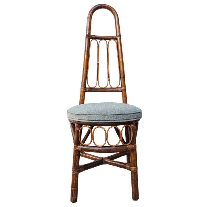 1960s European High Back Bamboo & Rattan Dining Chairs, Set of 6