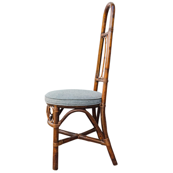1960s European High Back Bamboo & Rattan Dining Chairs, Set of 6