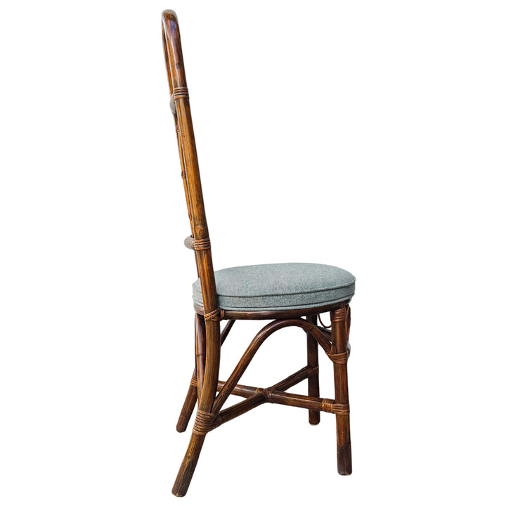 1960s European High Back Bamboo & Rattan Dining Chairs, Set of 6