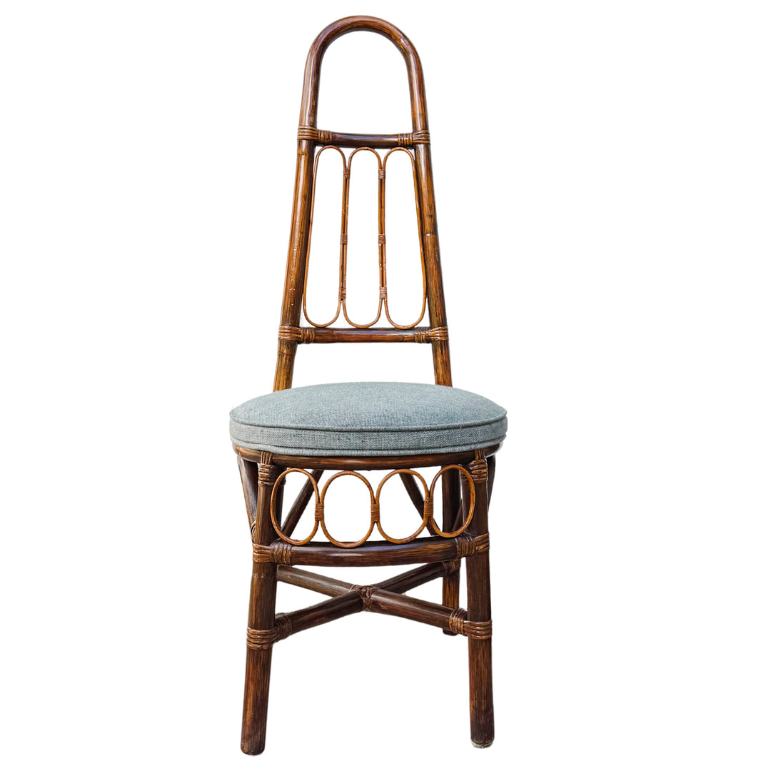 1960s European High Back Bamboo & Rattan Dining Chairs, Set of 6
