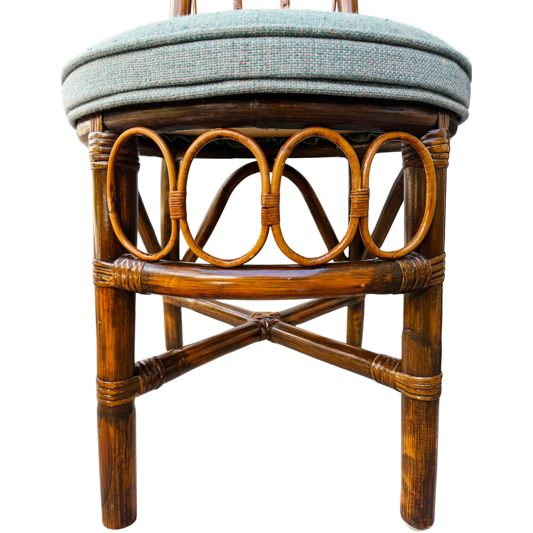 1960s European High Back Bamboo & Rattan Dining Chairs, Set of 6