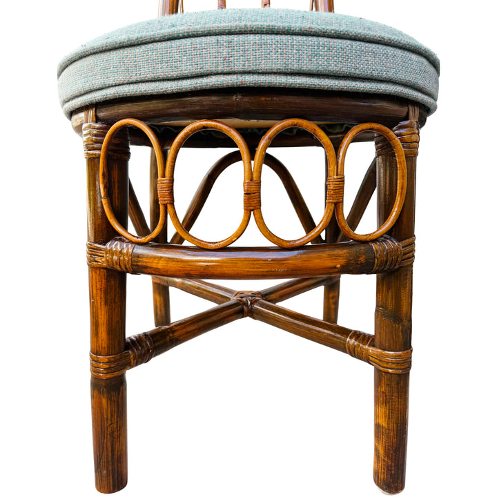 1960s European High Back Bamboo & Rattan Dining Chairs, Set of 6