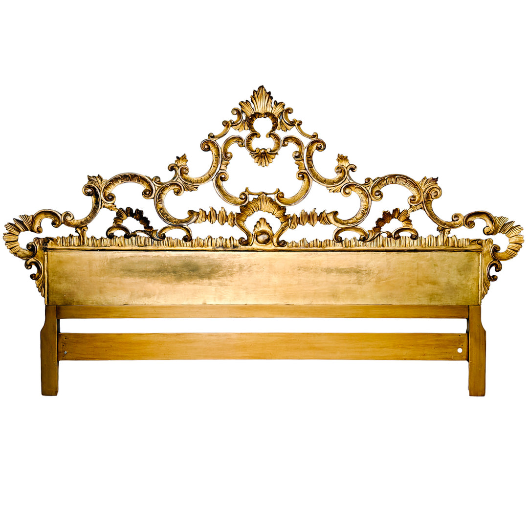 1960s Italian Rococo Louis VI King Size Headboard Carved Giltwood
