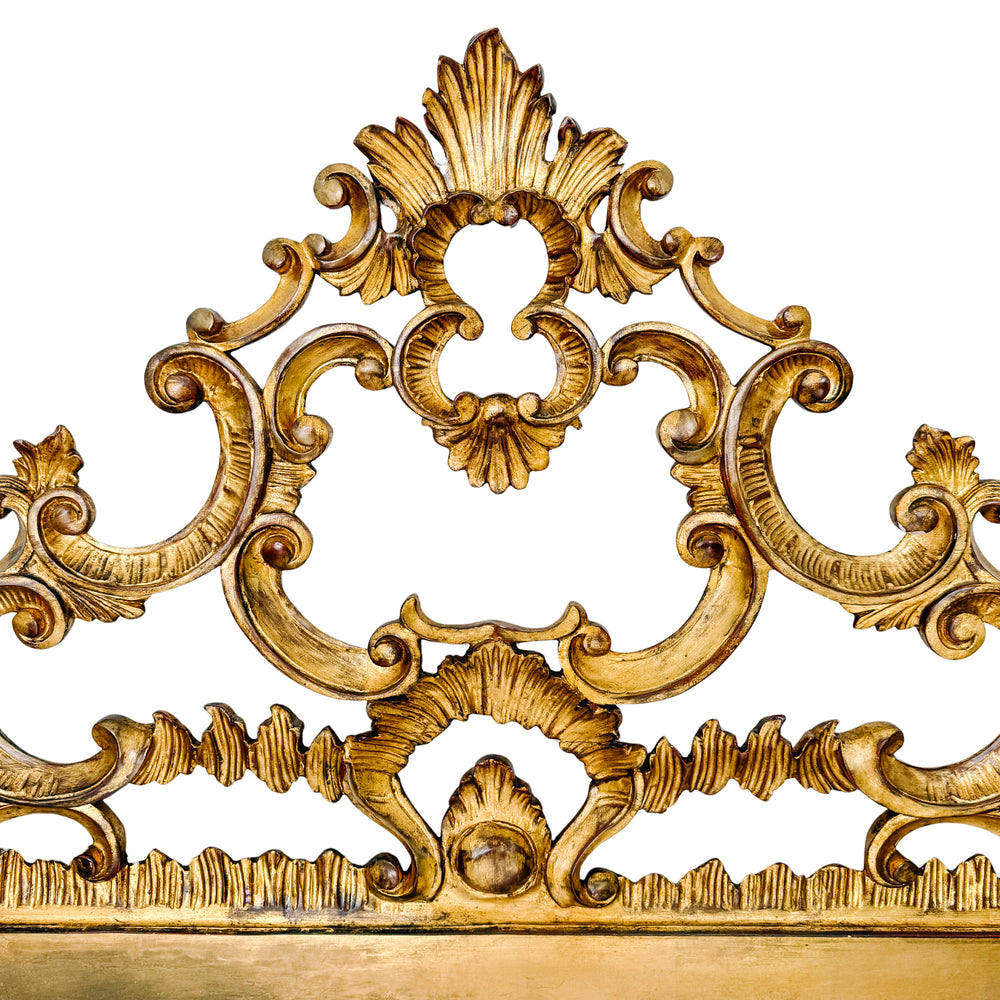 1960s Italian Rococo Louis VI King Size Headboard Carved Giltwood