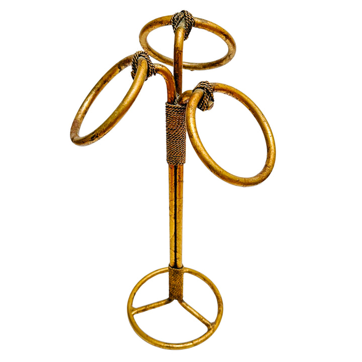 Vintage Italian Tole Gilt Rope Three Ring Towel Holder