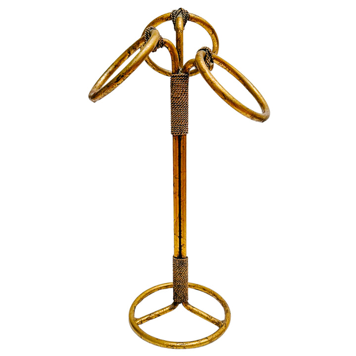Vintage Italian Tole Gilt Rope Three Ring Towel Holder