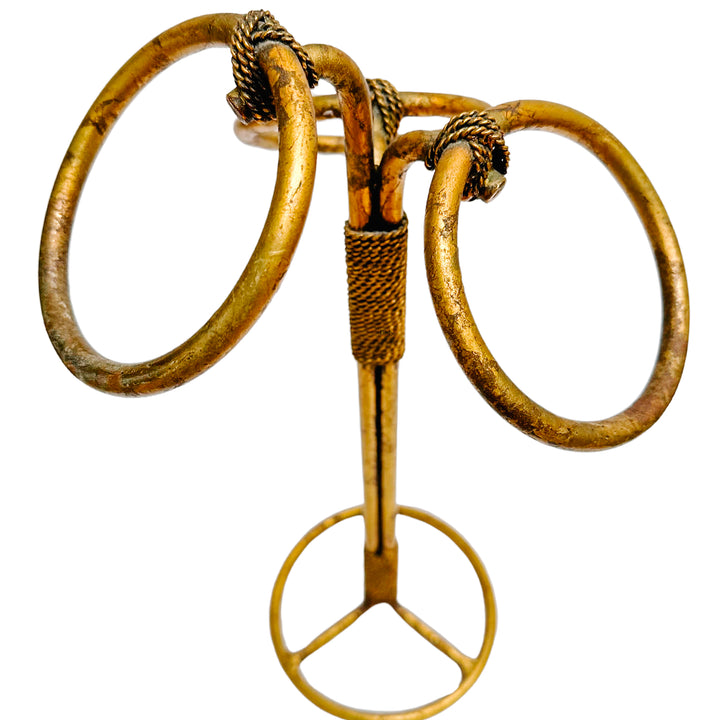Vintage Italian Tole Gilt Rope Three Ring Towel Holder