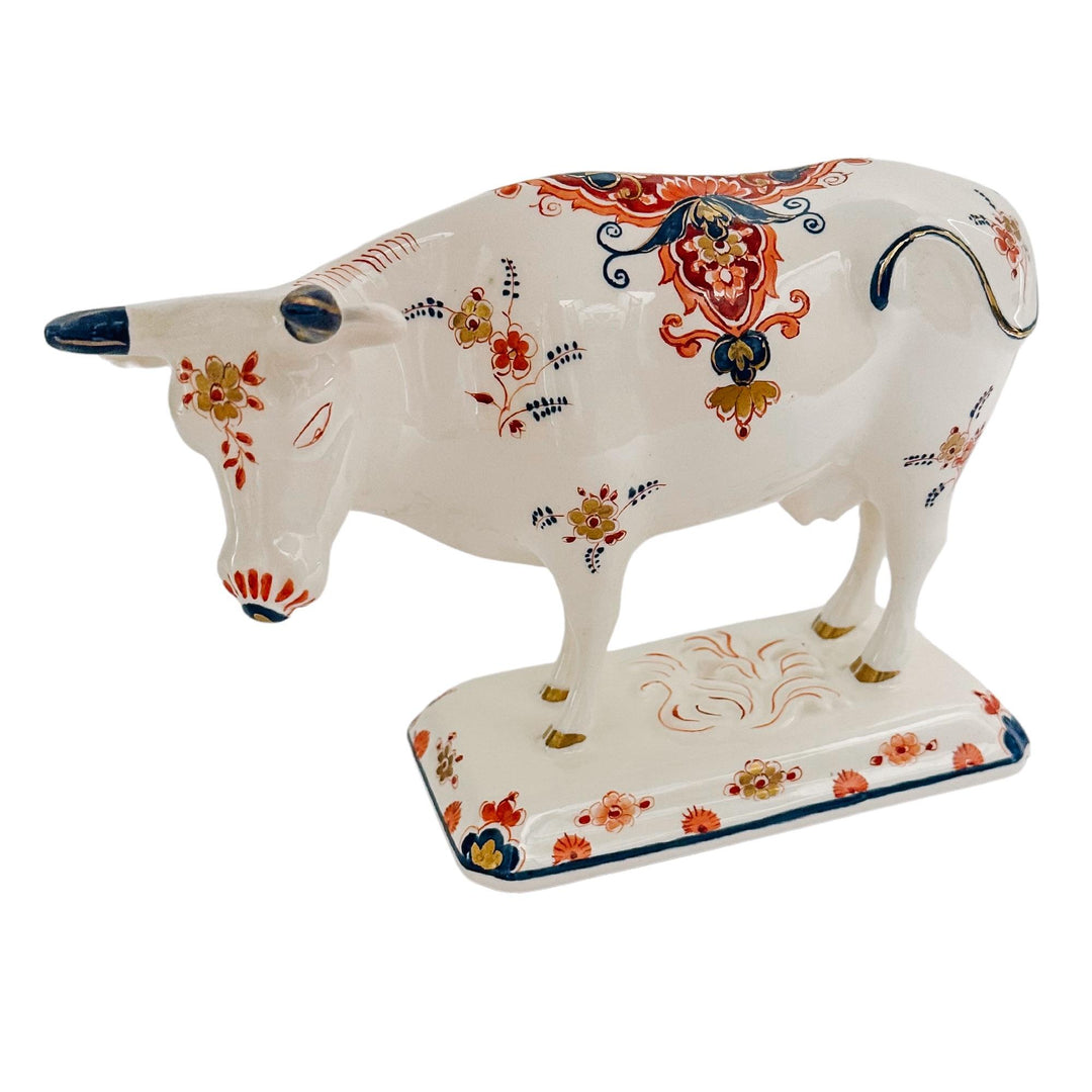 Vintage Royal Delft Polychrome Cow Figurine