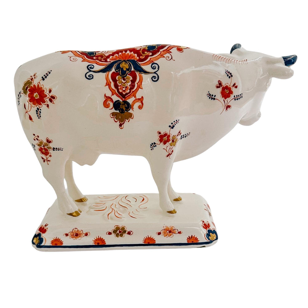 Vintage Royal Delft Polychrome Cow Figurine