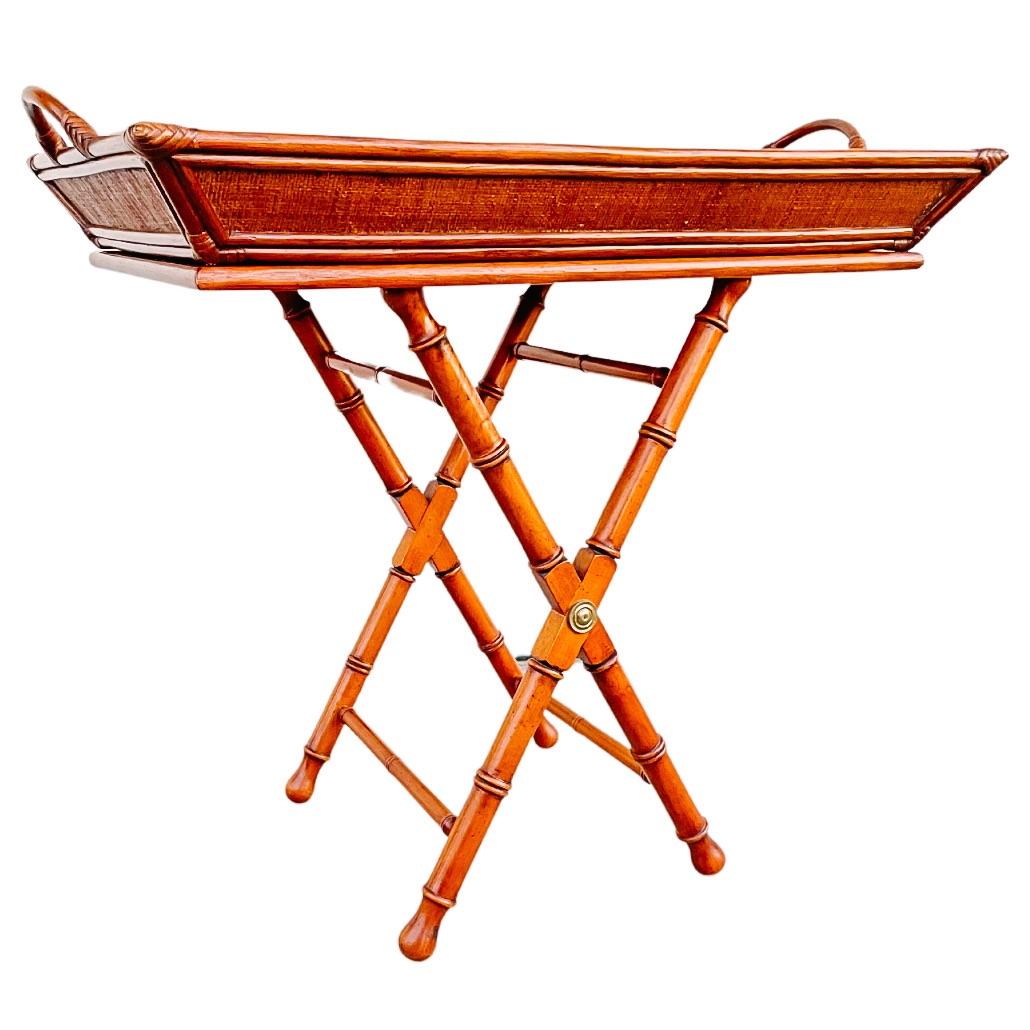 Vintage Bamboo Tray Table With Removable Butler Tray