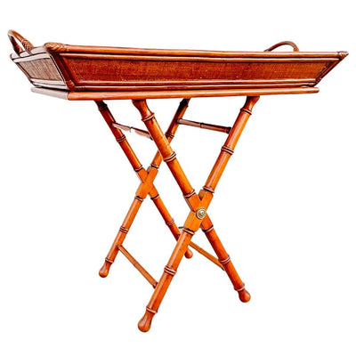 Vintage Bamboo Tray Table With Removable Butler Tray