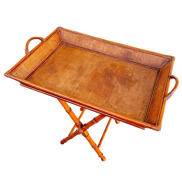 Vintage Bamboo Tray Table With Removable Butler Tray