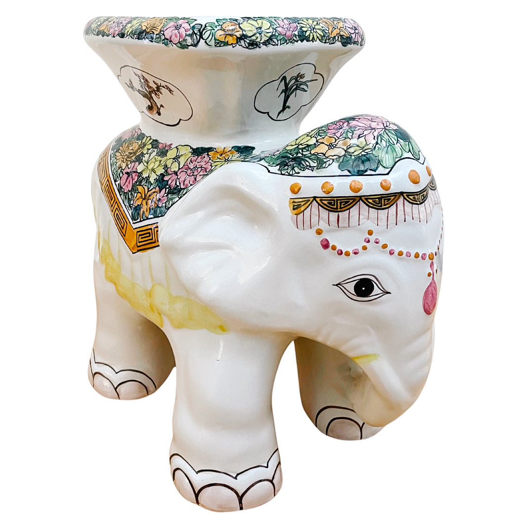 Vintage Hollywood Regency Elephant Garden Stool