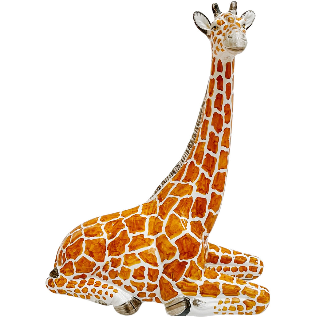 Vintage Italian Glazed Ceramic Giraffe Sculpture