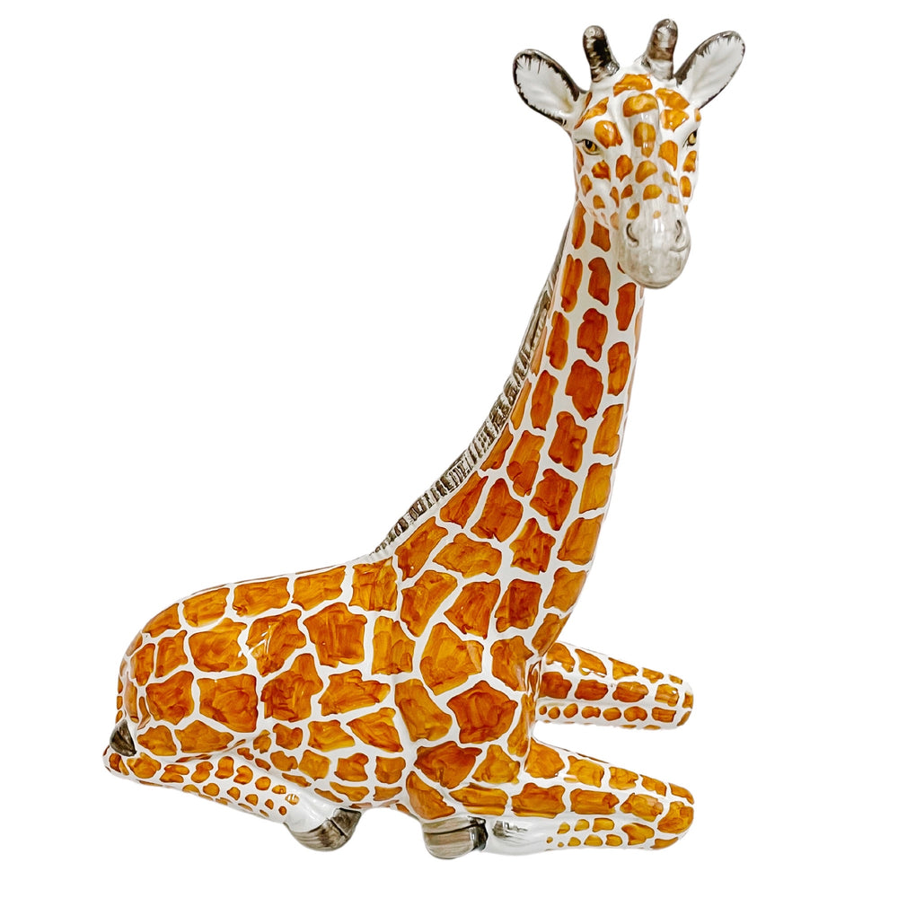 Vintage Italian Glazed Ceramic Giraffe Sculpture