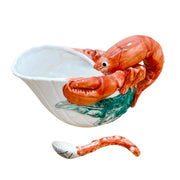 Fitz & Floyd Lobster Gravy Boat With Coral Sauce Spoon