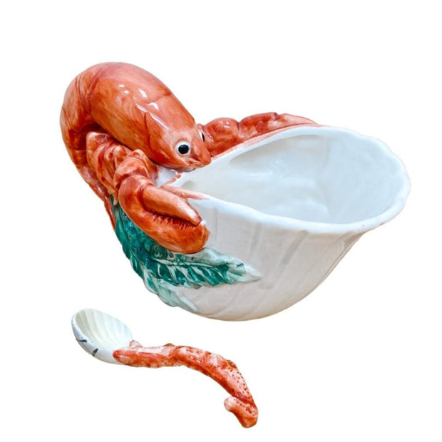 Fitz & Floyd Lobster Gravy Boat With Coral Sauce Spoon