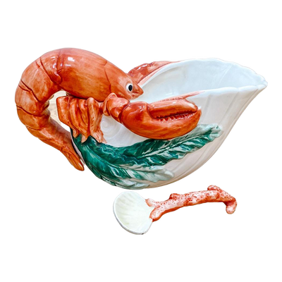 Fitz & Floyd Lobster Gravy Boat With Coral Sauce Spoon