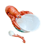 Fitz & Floyd Lobster Gravy Boat With Coral Sauce Spoon