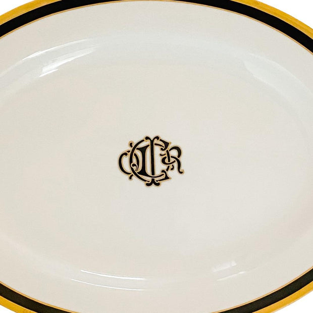 1990s Christian Dior Black Monogram 14.5" Oval Platter