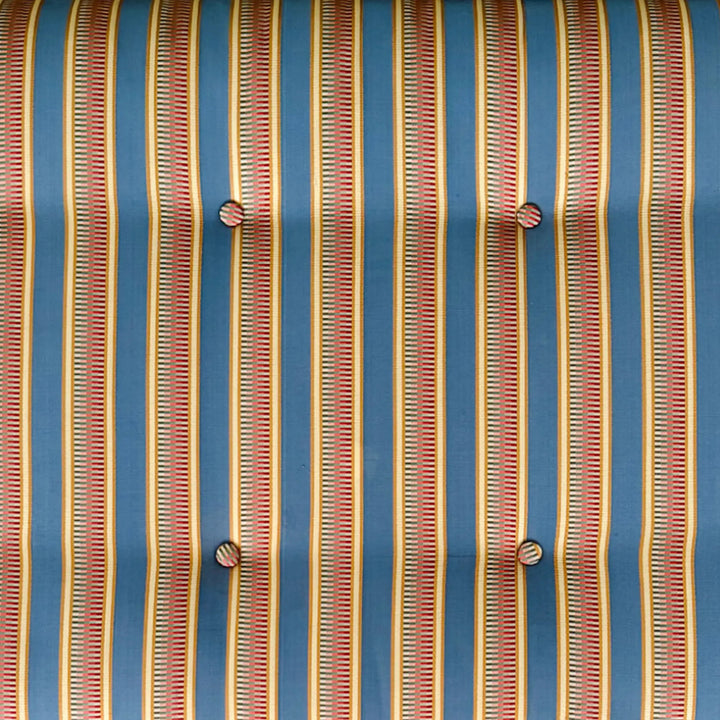 1990s Parsons Style Large Button-Tufted Ottomans or Benches in Striped Upholstery