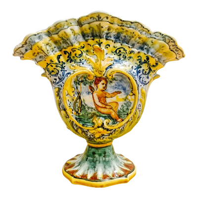 19th Century Italian Faience Tulipiere Vase by Angelo Minghetti