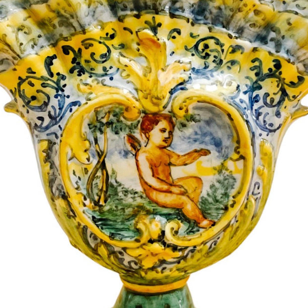 19th Century Italian Faience Tulipiere Vase by Angelo Minghetti