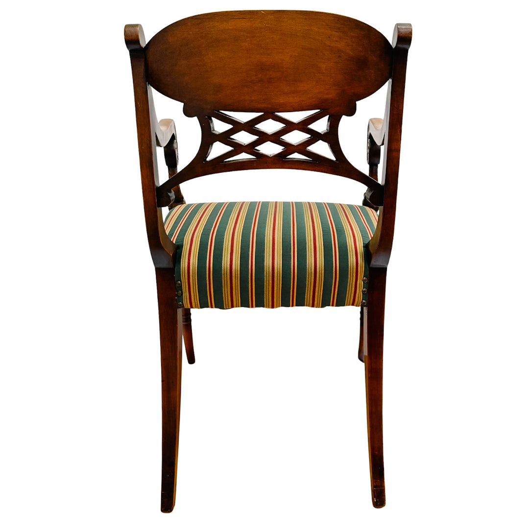 English Regency Sheraton Chair With Carved Lion's Paws and Lattice Back