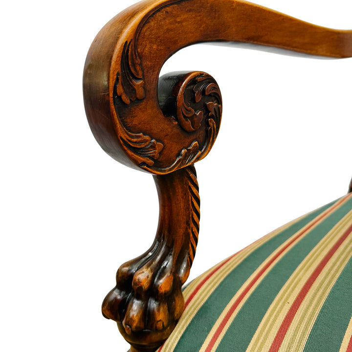 English Regency Sheraton Chair With Carved Lion's Paws and Lattice Back