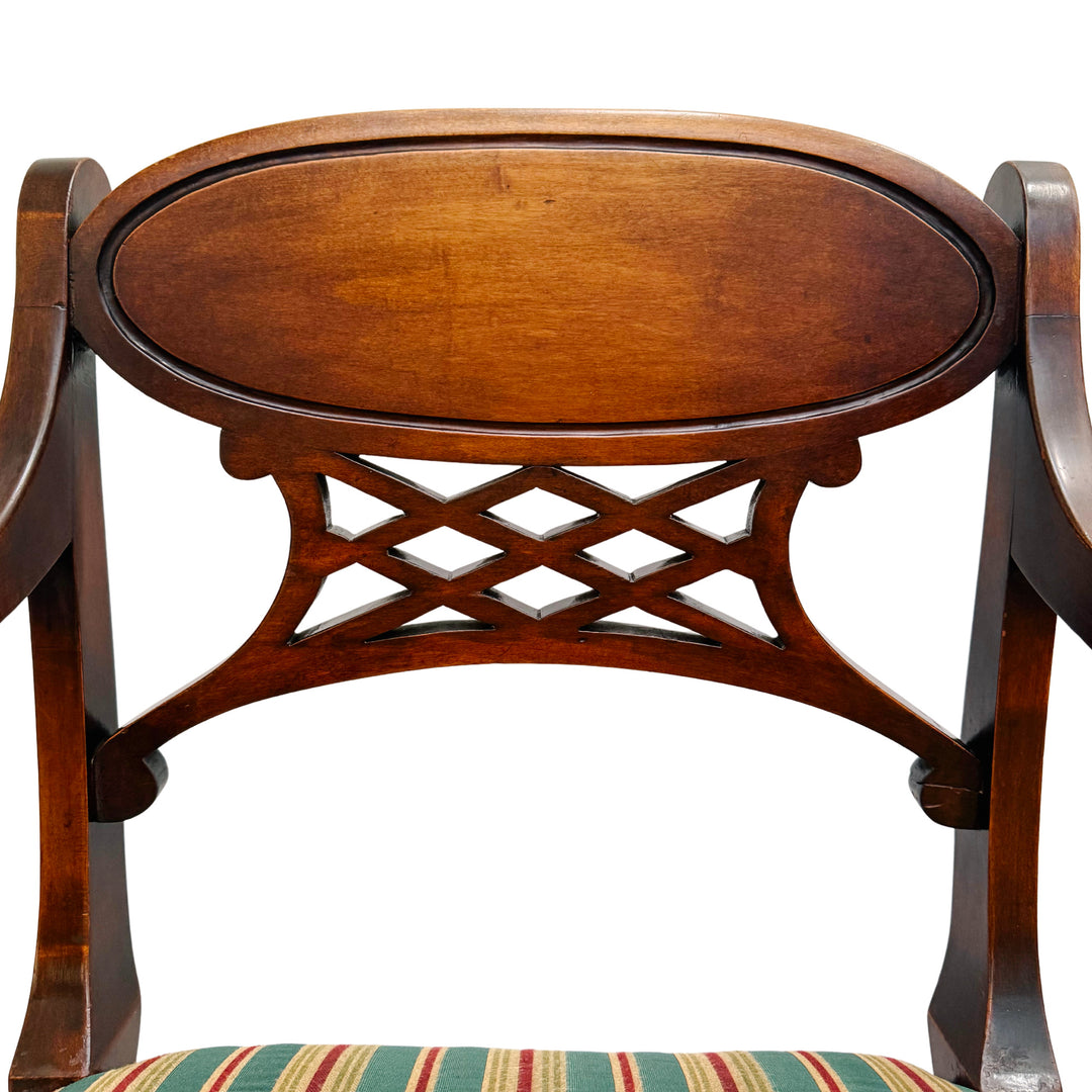 English Regency Sheraton Chair With Carved Lion's Paws and Lattice Back