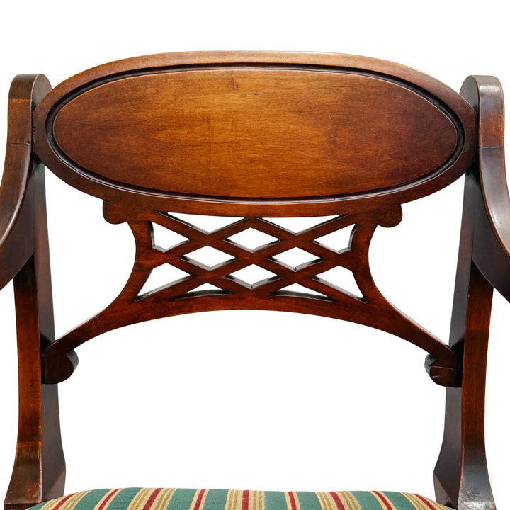 English Regency Sheraton Chair With Carved Lion's Paws and Lattice Back