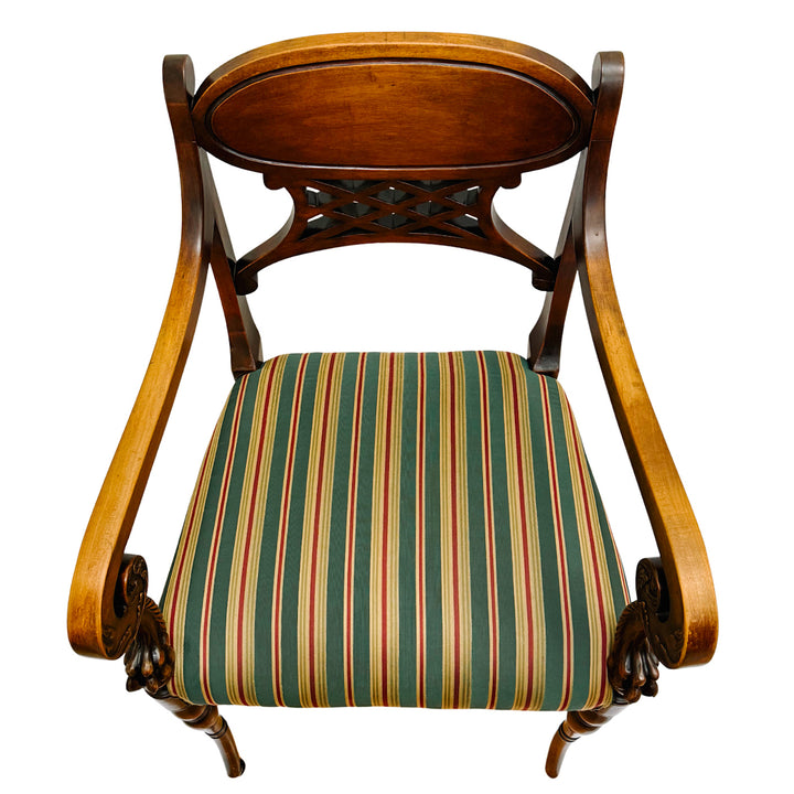 English Regency Sheraton Chair With Carved Lion's Paws and Lattice Back