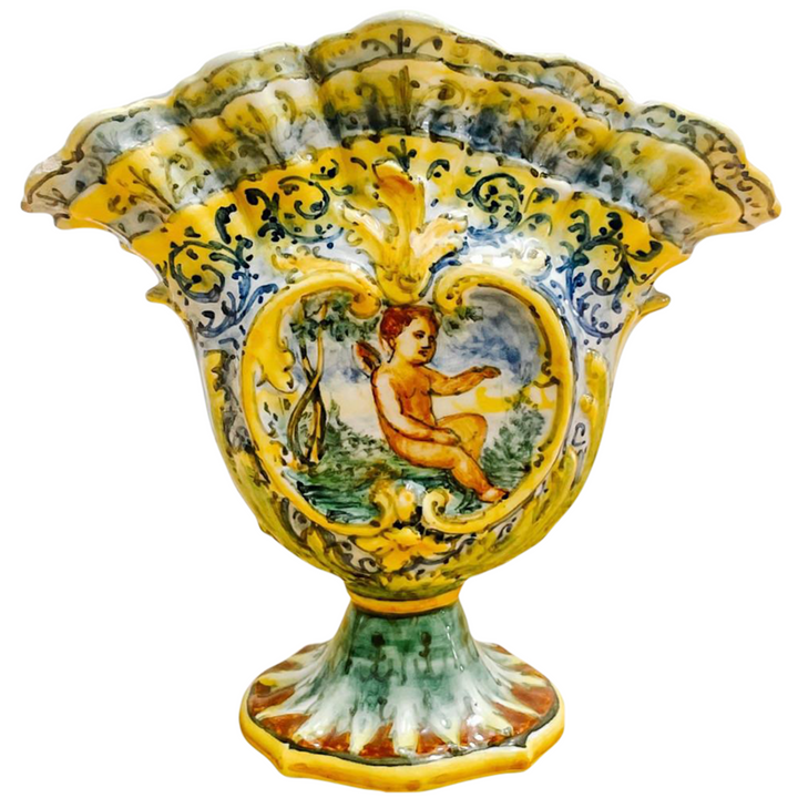 19th Century Italian Faience Tulipiere Vase by Angelo Minghetti