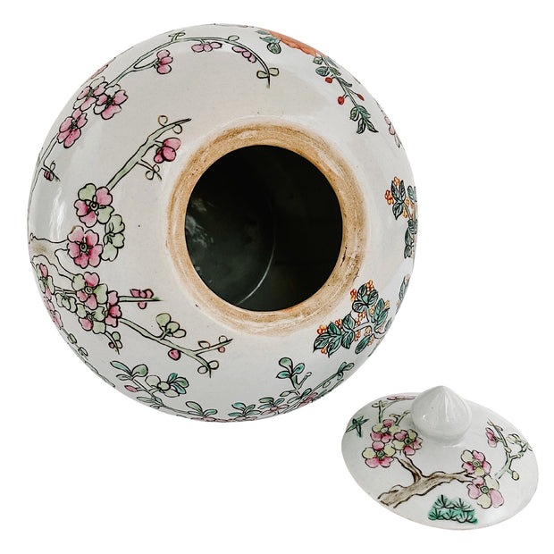 Vintage Famille Verte Floral Ginger Jar