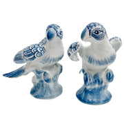 Vintage Blue & White Perched Parrots