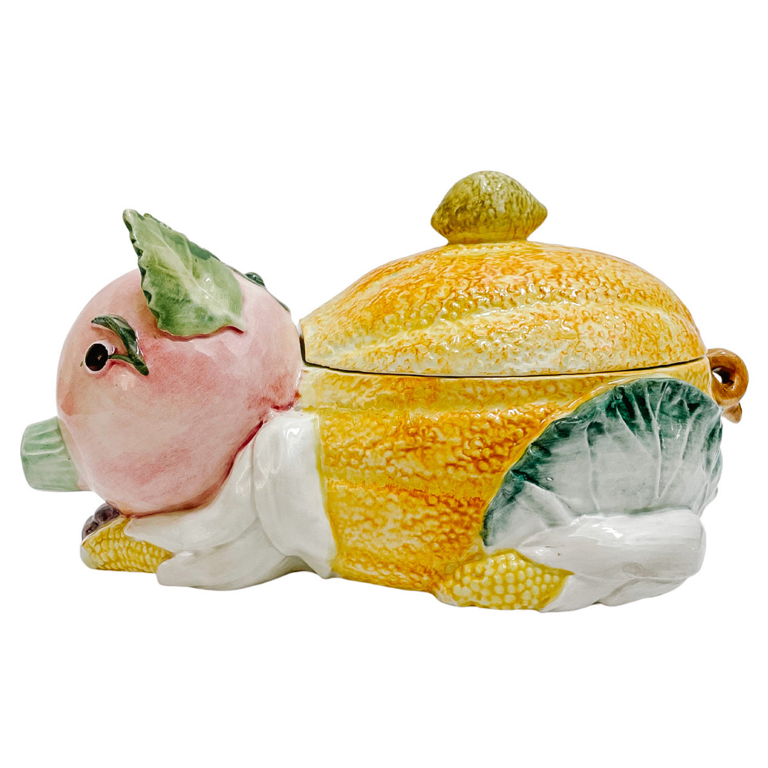 Vietri Italian Porcelain Pig Tureen With Ladle