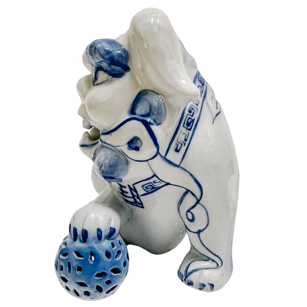 Vintage Blue & White Shishi Guardian Lions