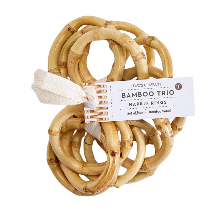 3-Ring Intertwined Natural Bamboo Napkin Rings