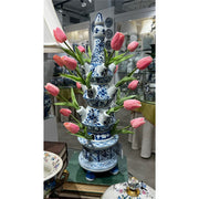 22" Blue & White 4 Tier Delft Style Tulipiere Vase