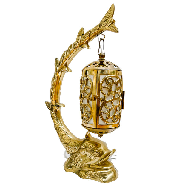 1970 American Brass Koi Fish Lantern Table Lamp