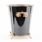 High Gloss Black Porcelain Oval Cachepot With Bronze Ormolu