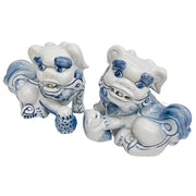 Vintage Blue & White Shishi Guardian Lions