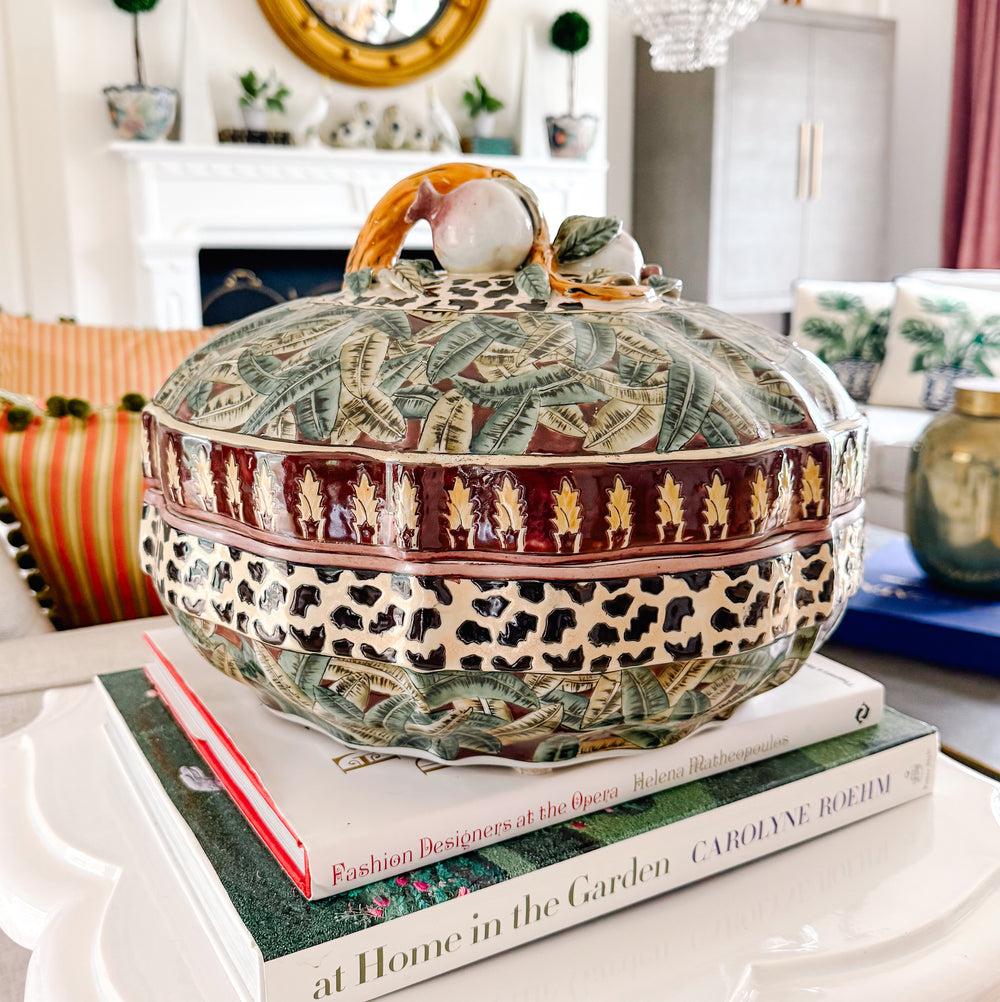 Monumental Porcelain Box With Pomegranate Lid